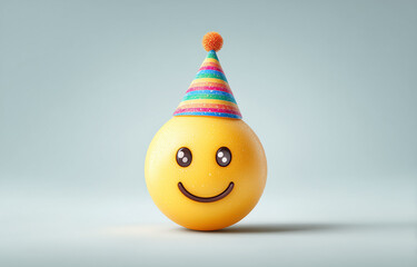 happy birthday to you! may your birthday be the start of something amazing, filled with love, laughter, and joy. happy smiling emoji character vector background design for a celebration card 