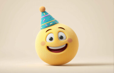 happy birthday to you! may your birthday be the start of something amazing, filled with love, laughter, and joy. happy smiling emoji character vector background design for a celebration card