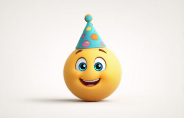 happy birthday to you! may your birthday be the start of something amazing, filled with love, laughter, and joy. happy smiling emoji character vector background design for a celebration card