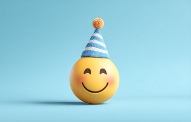 happy birthday to you! may your birthday be the start of something amazing, filled with love, laughter, and joy. happy smiling emoji character vector background design for a celebration card