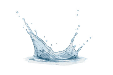 Dynamic fresh blue water crown splash with rising jets and falling droplets