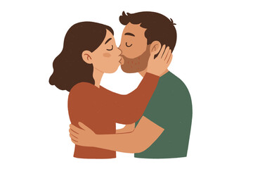 Obraz premium Romantic couple sharing a tender kiss with closed eyes and close embrace