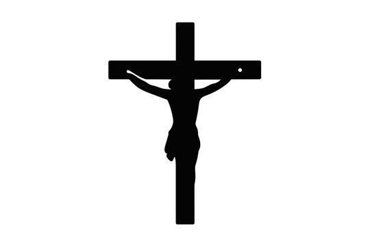 Silhouette icon of a crucifix symbolizing Christian faith and sacrifice