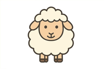Obraz premium Cute cartoon sheep icon with fluffy wool and simple face