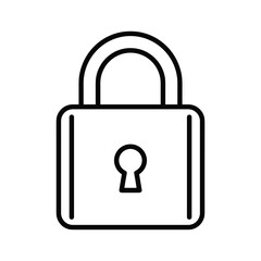 Simple outline icon of a padlock symbol for security and protection