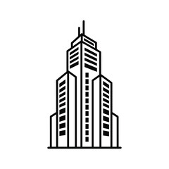 Fototapeta premium Stylized line art illustration of a tall skyscraper building