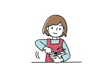 泡立てを頑張っている女性