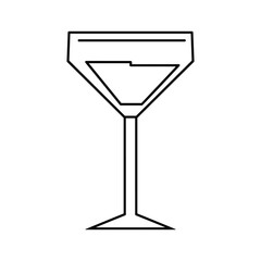 Simple line drawing of a martini glass with liquid