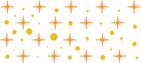 Retro space age pattern design of stars and golden spheres backdrop
