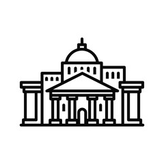 Stylized outline icon of a grand government building with columns and dome