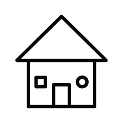 Simple outline icon of a house with door window and circle detail
