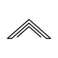 Abstract geometric chevron symbol with double lines on a white background