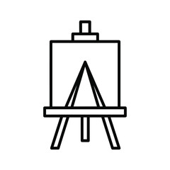 Simple outline drawing of an artist s easel with blank canvas