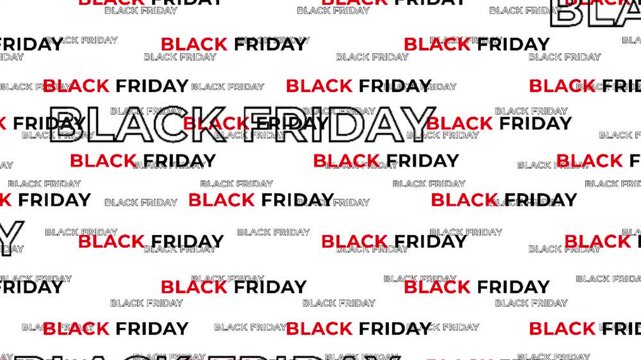 Energetic looped Black Friday typography animation with dynamic text in motion for retail promotions