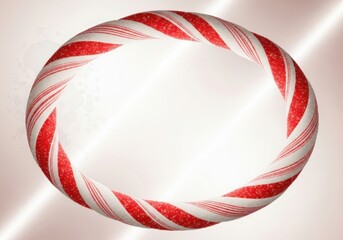 Candy cane festive red white stripe circle frame design