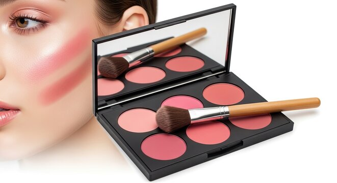 Blush palette makeup cosmetics beauty face brush colors pink shades fashion glamour style artist professional product pigment cheekbones complexion artistry