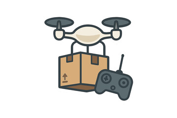 Unmanned aerial vehicle transporting cargo box with remote control