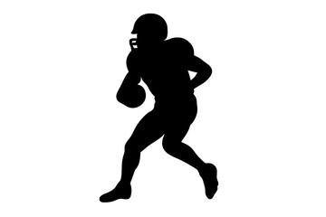 Naklejka premium American football player silhouette running dynamically with ball