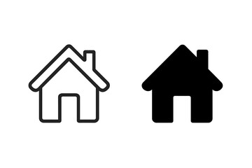 Obraz premium Set of simple house icons in outline and solid shapes for navigation