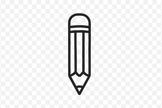 Minimalist black outline icon of a sharpened wooden writing pencil