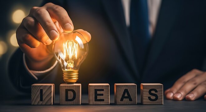 Illuminating ideas for business growth and innovation with a bright lightbulb moment, perfect for presentations, marketing and creative campaigns