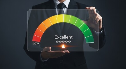 Boost Your Brand with Excellent Customer Satisfaction Ratings Shown by a Business Professional, Displaying Positive Feedback and High Performance Levels