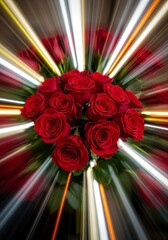 Stunning bouquet of deep red roses radiating love and passion, perfect for Valentine's Day, anniversaries, or heartfelt messages of affection