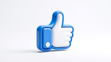 Obraz premium Isolated blue and white thumbs up icon on a plain white surface.
