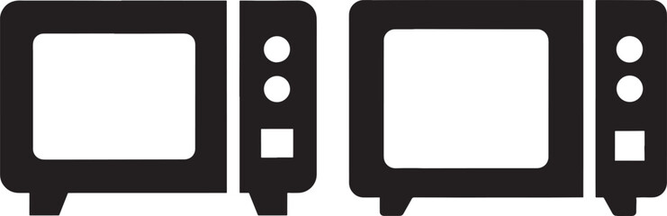 Two black microwave ovens silhouette