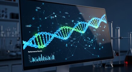 DNA Visualization on Computer Screen in Laboratory Setting.