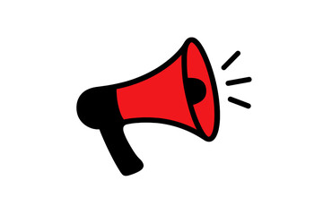 Red and black megaphone for loud announcement, communication, and marketing promotion