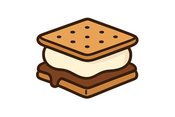 S'more dessert sandwich with melted marshmallow and chocolate between graham crackers