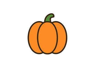 Simple orange pumpkin with green stem for autumn and Halloween designs