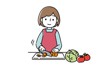 野菜を切る女性