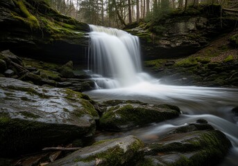 Discover stunning waterfalls cascading over mossy rocks in a lush forest, perfect for nature lovers and outdoor adventures seeking serenity and escape