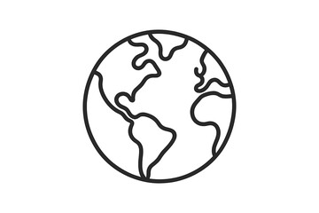 Minimalist line art of planet Earth displaying global connection, world map, and geography