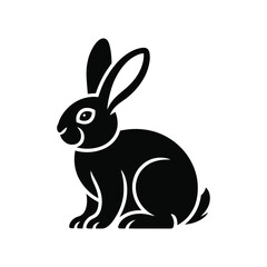 A clean, bold black-and-white vector silhouette of a rabbit, perfect for logos, icons, decals, and minimalist design projects.