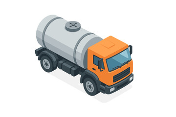 Fototapeta premium Heavy duty tanker truck transporting liquid fuel or chemicals in isometric view