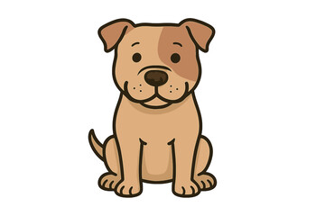 Adorable cartoon puppy sitting calmly with a friendly face and simple brown color palette