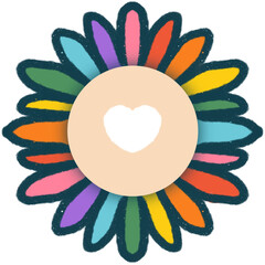 rainbow flowers and heart lgbtqia