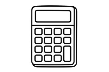 Simple black outline of a basic electronic calculator device used for arithmetic calculations