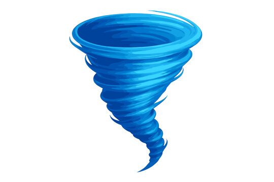 Dynamic blue swirling cyclone or hurricane vortex isolated on a white background