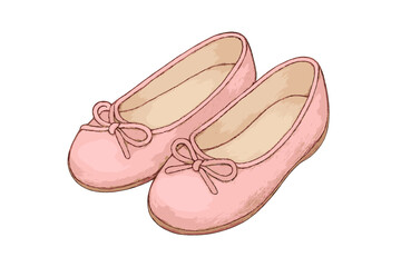 Pink ballet flats with decorative bows, classic women's slip-on shoes for casual wear