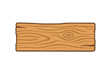 Stylized wooden plank sign board with natural wood grain texture and knot detail