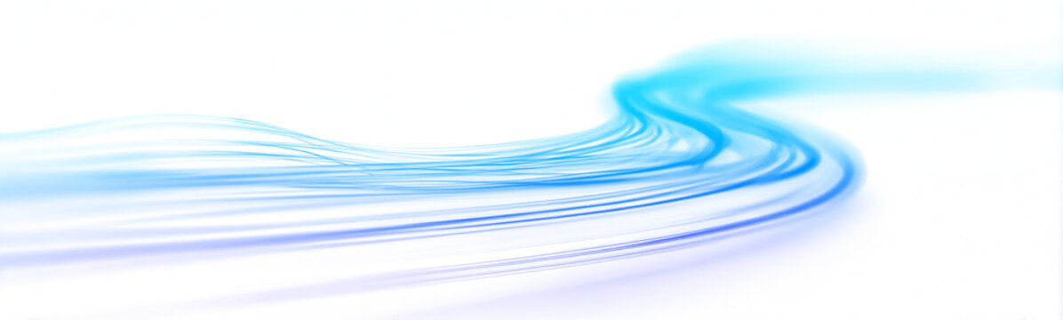 Blue neon waves sweep across the transparent background, creating smooth motion trails filled with futuristic glow. The flowing light lines emphasize speed, clarity, and digital precision. PNG
