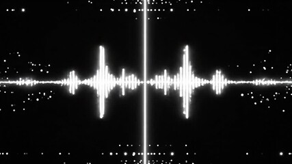 Digital audio waveform visualization with glowing white equalizer lines - Powered by Adobe