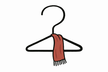 Minimalist hanger with draped fabric accessory outline