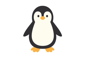 Adorable baby penguin standing isolated on clean white background