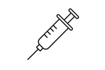 Simple outline icon of medical syringe with needle and dosage markings