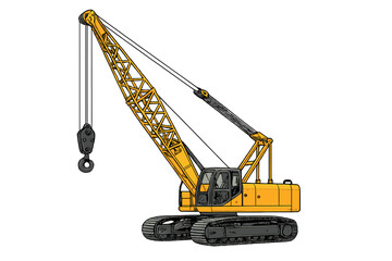 Yellow crawler crane with lattice boom and hook block © icon_art